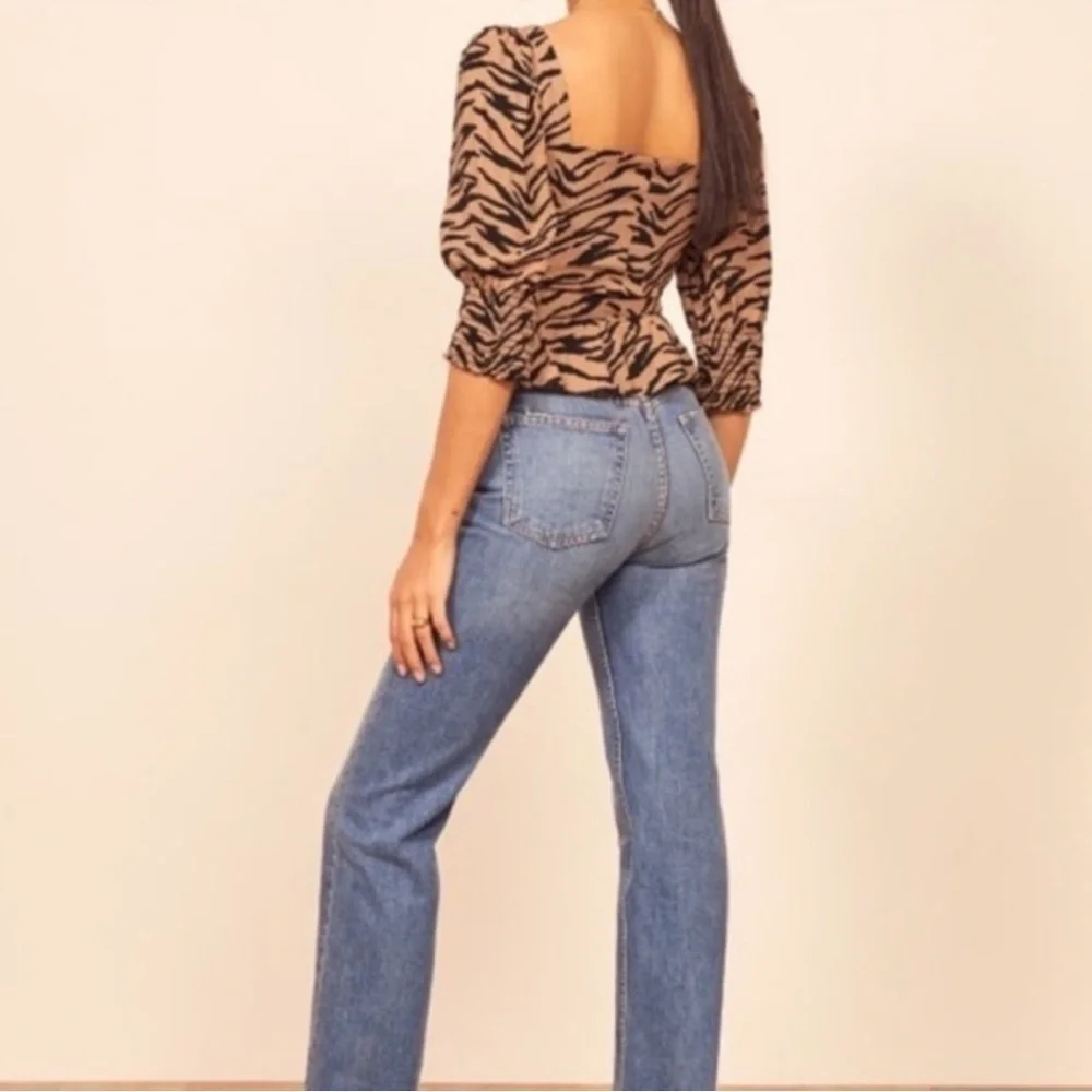 Reformation Dallas Top in Rajah Size 4 Zebra Tiger Stripe Print Animal Print